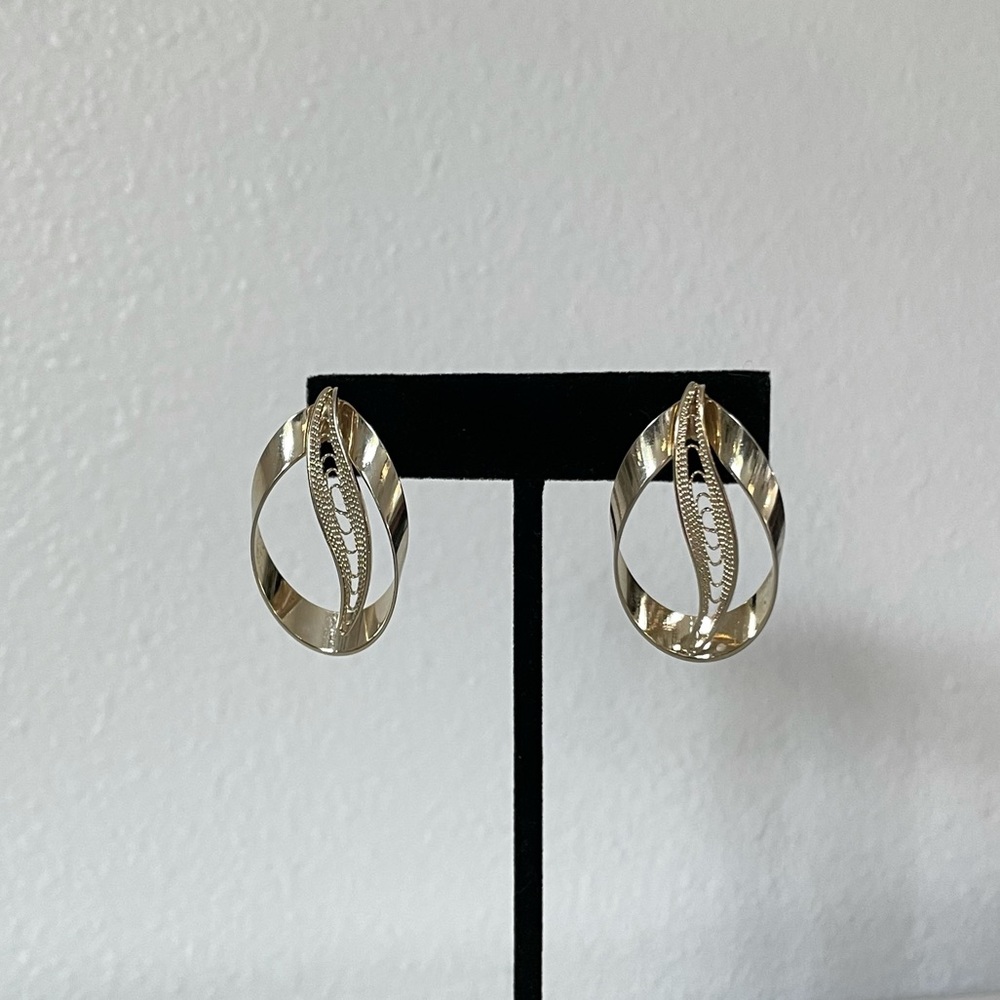Vintage Silver Filigree Oversized Stud Earrings